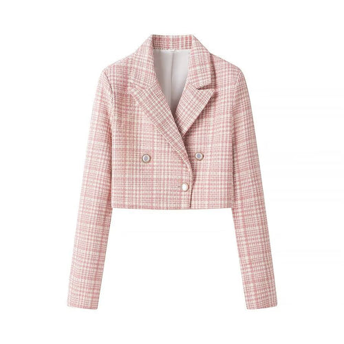 Dame Kortjakke i elegant Tweed-design med Dobbeltrad Stilla
