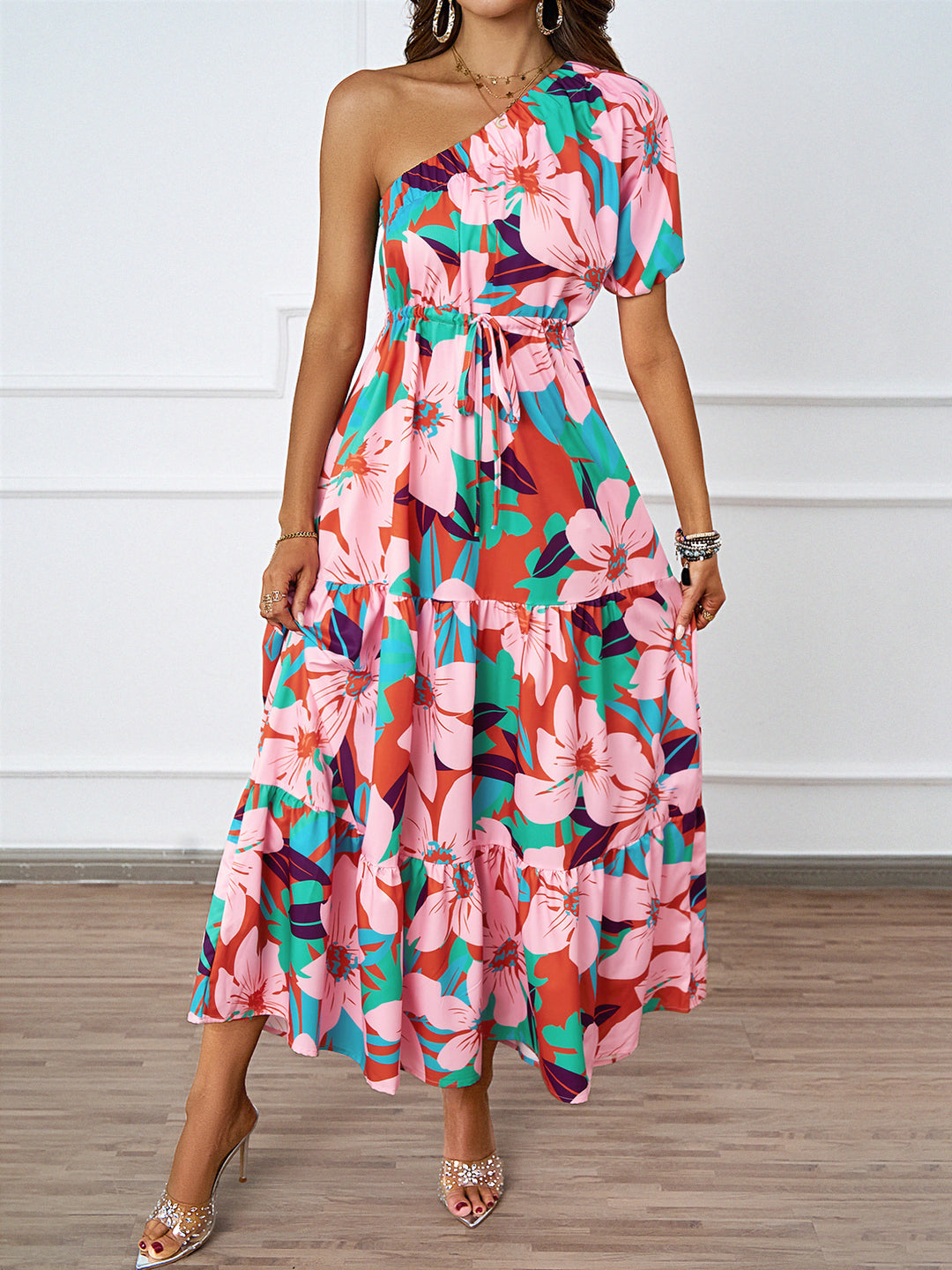 Damer Sommer Maxi Kjole med Asymmetrisk Snit og Blomsterdesign Stilla