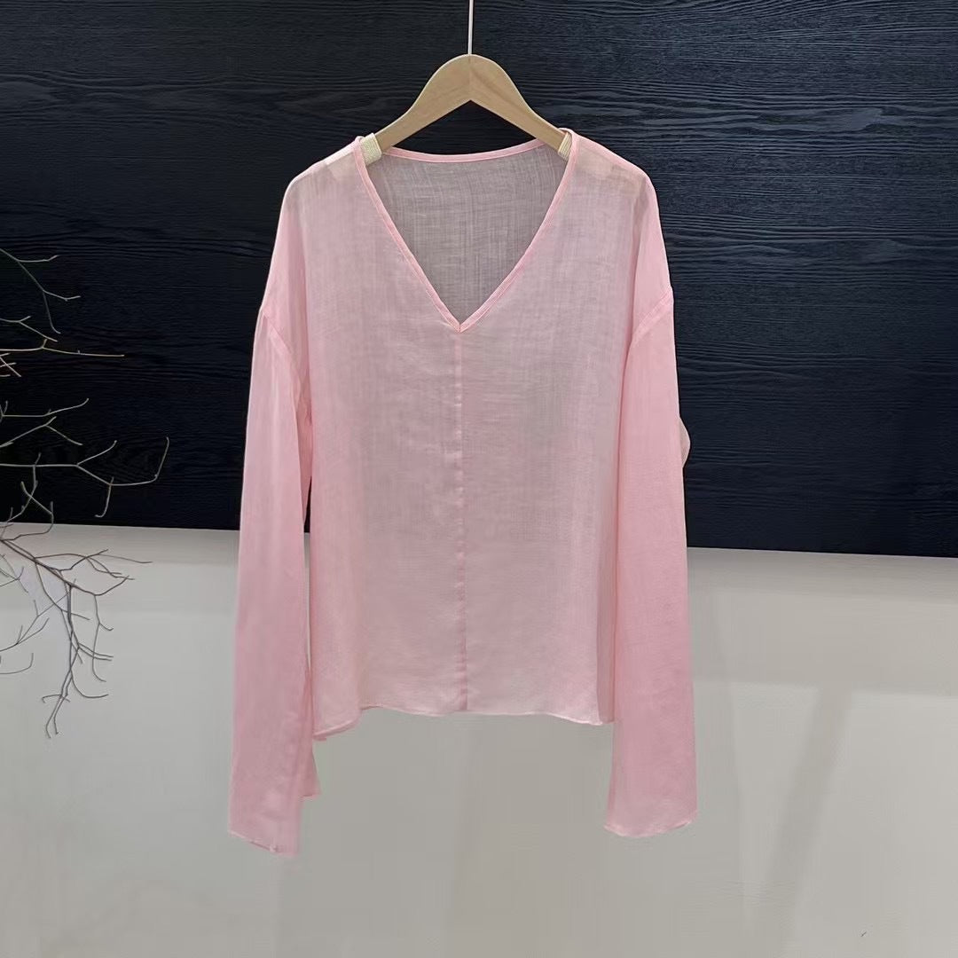 Femme Letvægts Langærmet Linned blouse Stilla
