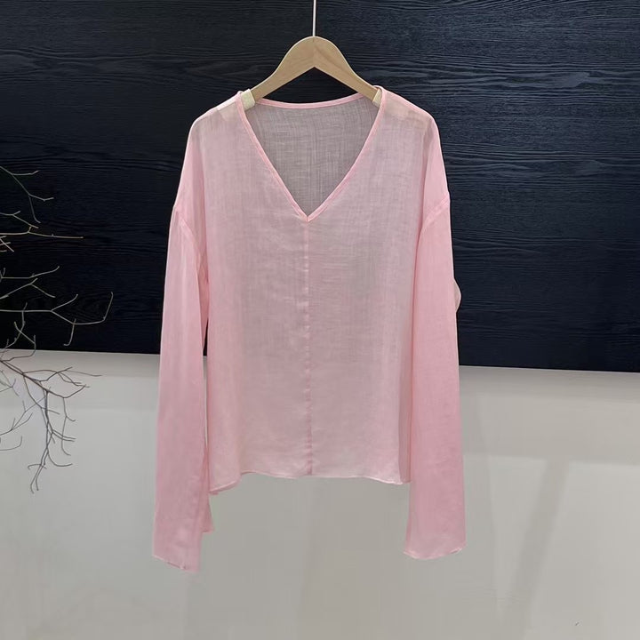 Femme Letvægts Langærmet Linned blouse Stilla