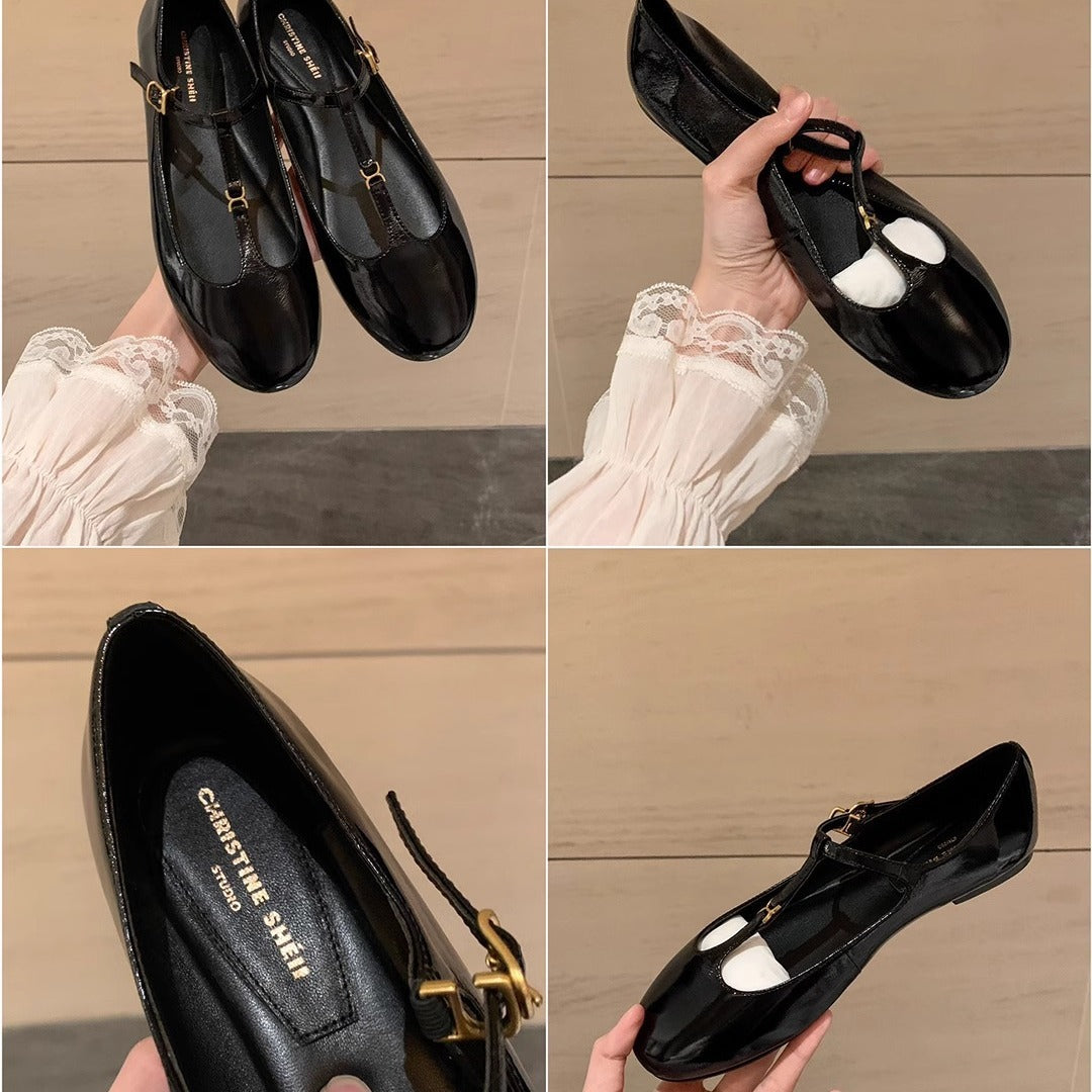Dame klassiske T-rem ballerinaer Stilla