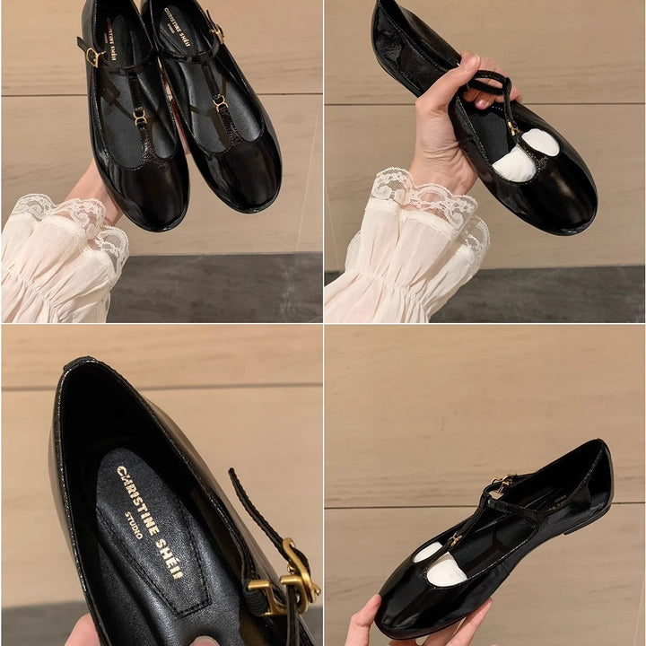 Dame klassiske T-rem ballerinaer Stilla