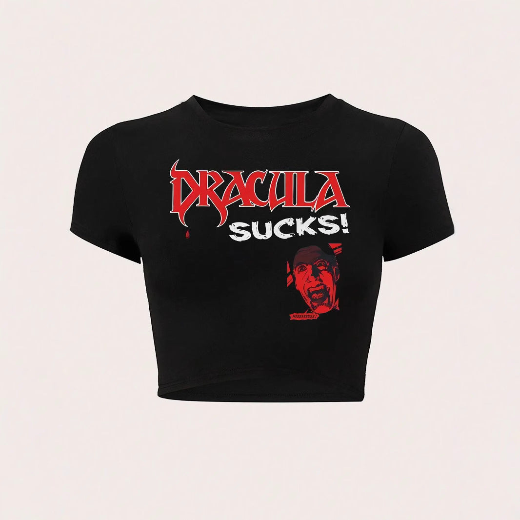 Dame Crop-T-shirt med kreativ telefon-design Skovae