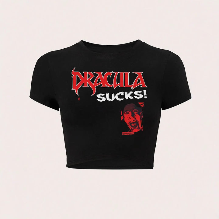 Dame Crop-T-shirt med kreativ telefon-design Skovae