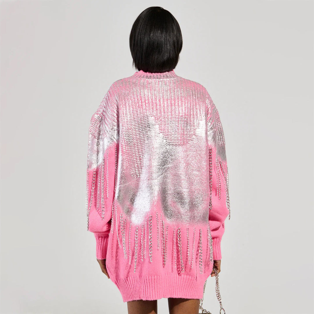 Kvinders Glamourøse Sweater med Glitter Frynser Stilla