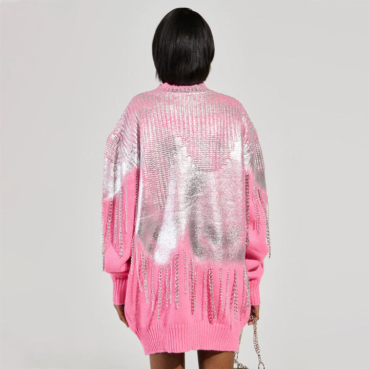Kvinders Glamourøse Sweater med Glitter Frynser Stilla