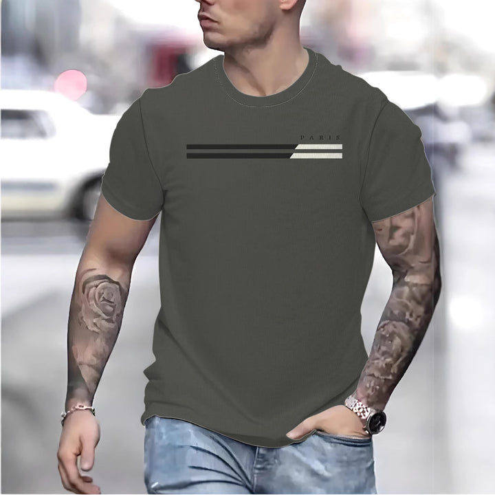 Herrer T-shirt med stilfuldt linjemønster Stilla