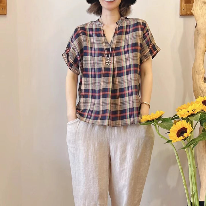 Femme Relaxed Fit Kortærmet Skakbluse Stilla