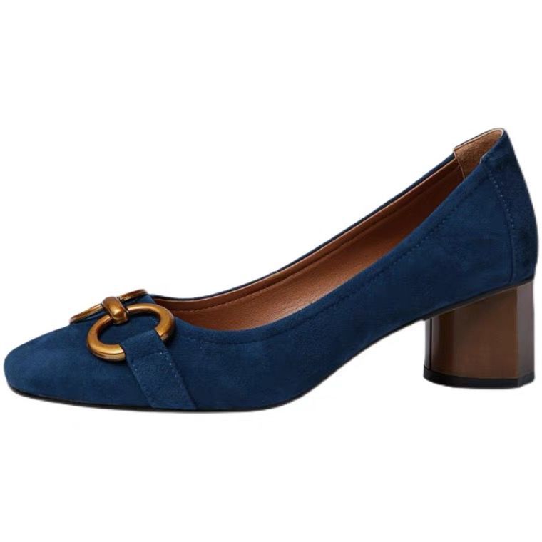 Dame suede blokhæl pumps med dekorativ accent Stilla