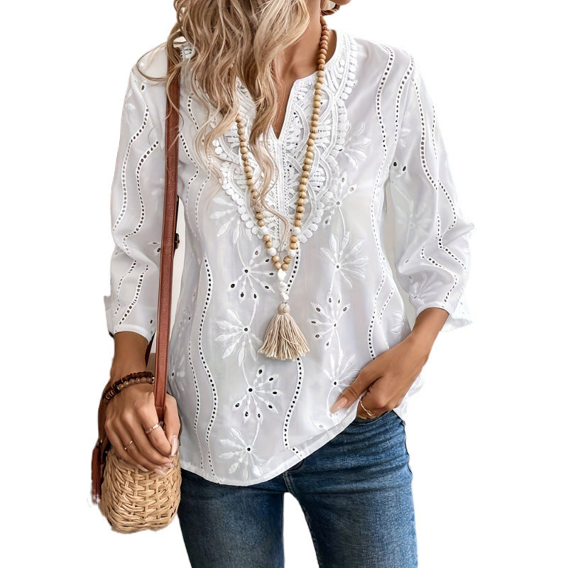 Frau Bohemian Broderet Bluse Stilla