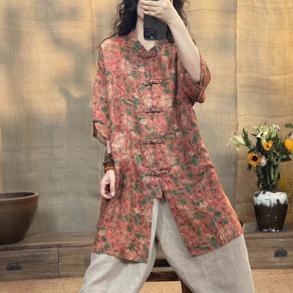 Femme Floral Print Let Kimono Kjole Stilla