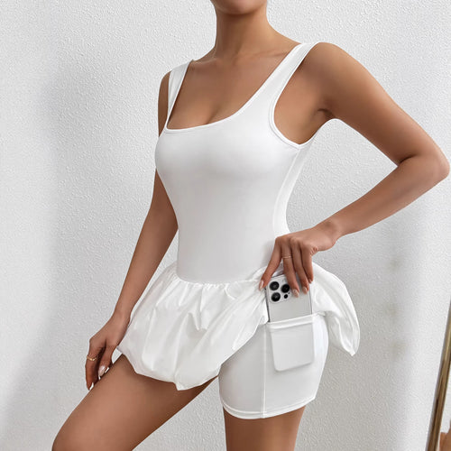 Dame strapless badedragt kjole med voluminøs nederdel Skovae
