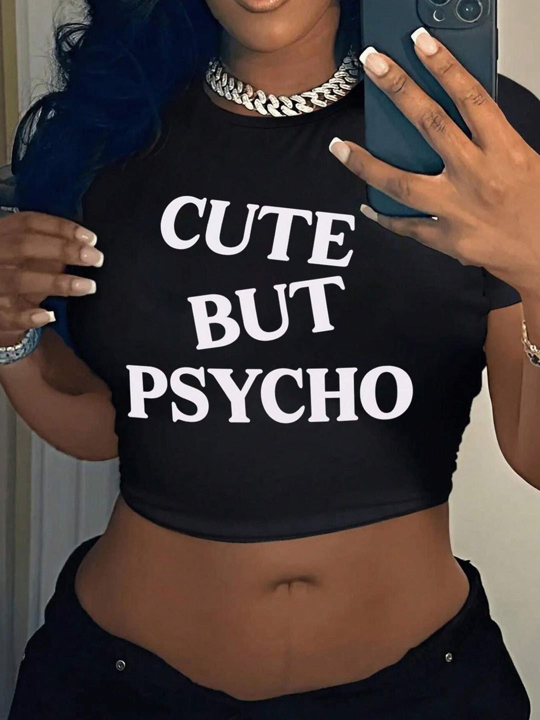 Dame Crop-T-shirt med inspirerende tryk og tætsiddende pasform Skovae
