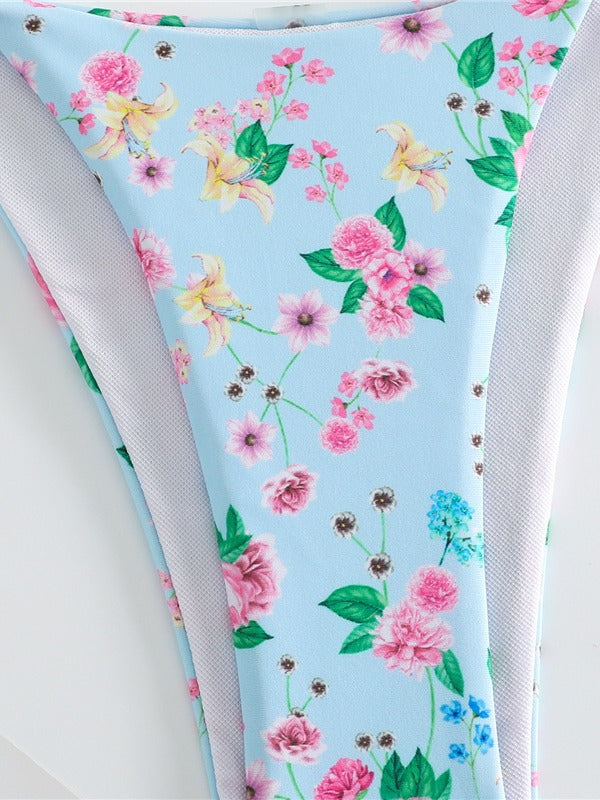 Dame Volants Floral Trekant Bikini Sæt Stilla