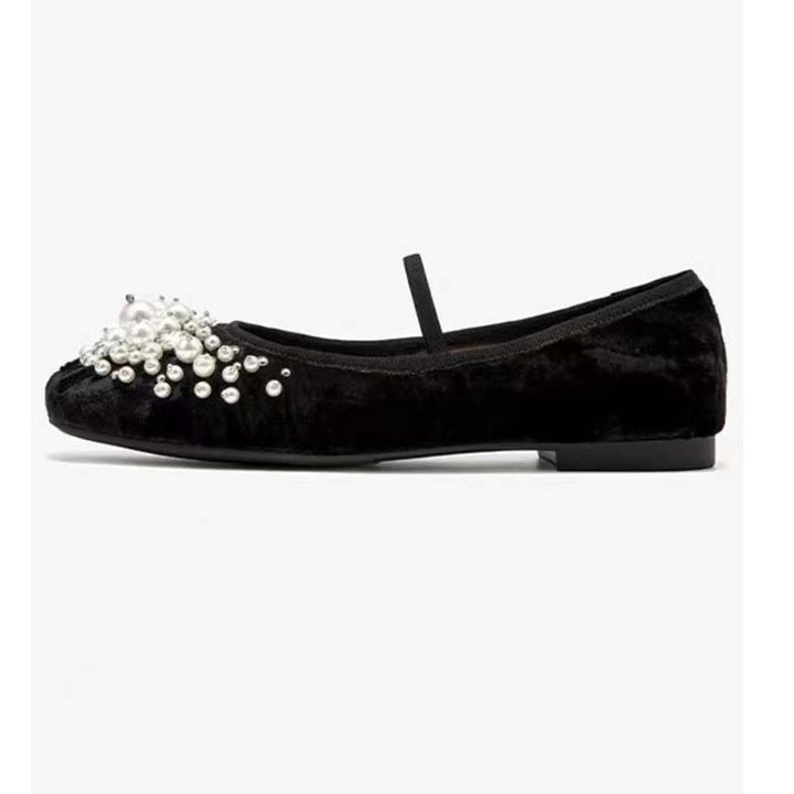 Femme Dekorative Perle-prydede Ballerinas Stilla
