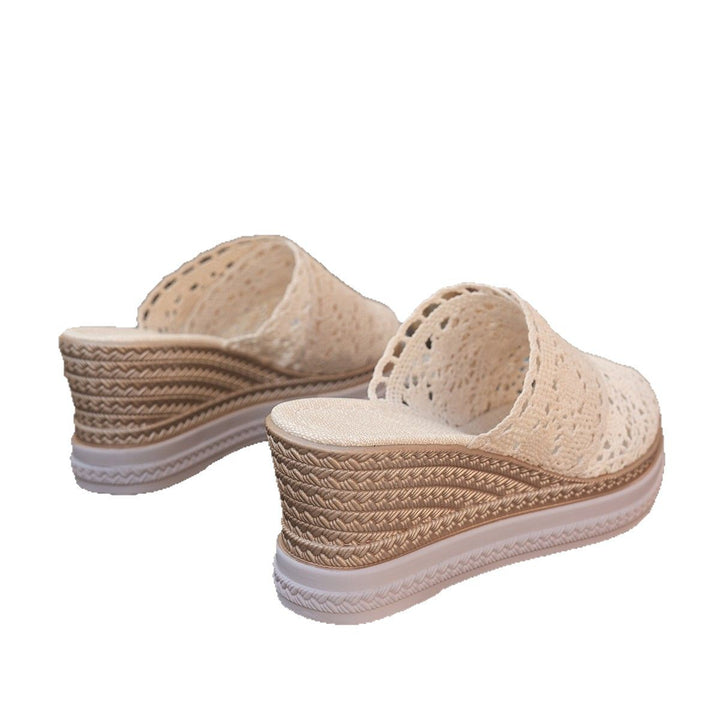 Dame Slip-On Espadrilles med filigranet hæklemønster og let plateau Stilla