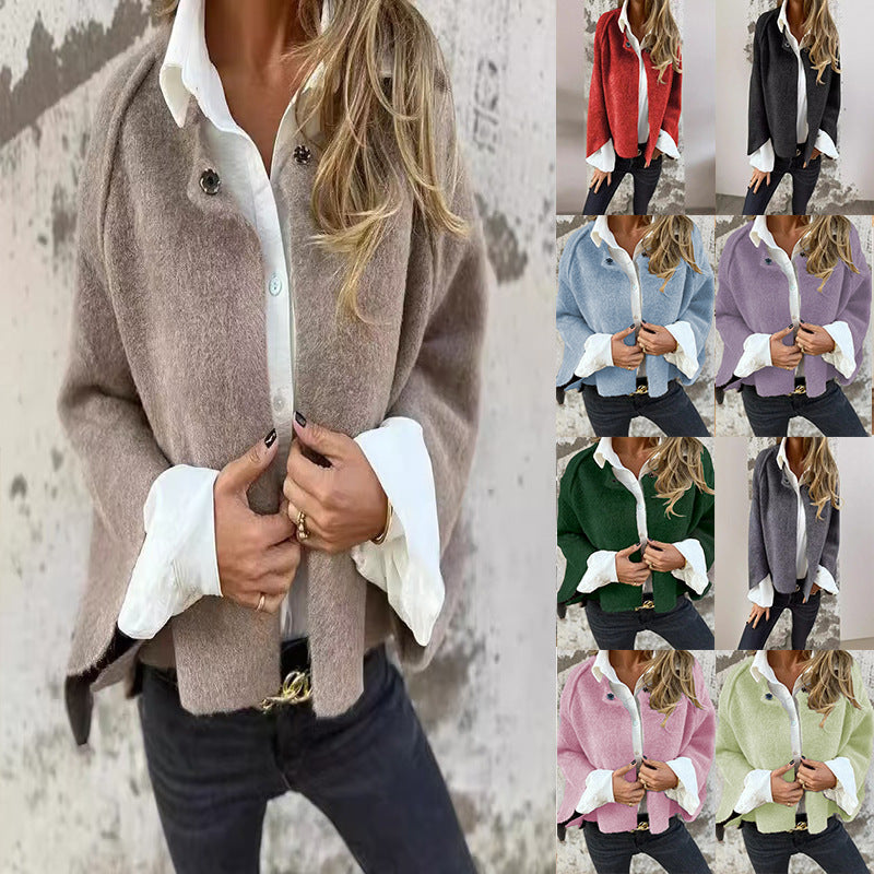 Stilla | Lækker kvinders løs kort cashmere knap langærmet frakke