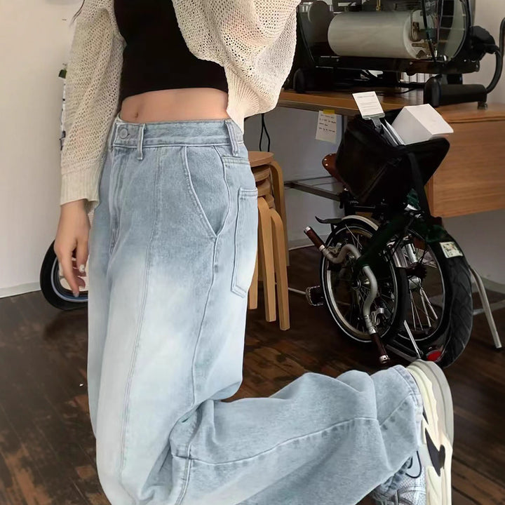 Dame Bredskårne højtaljede jeans med trendy design Stilla