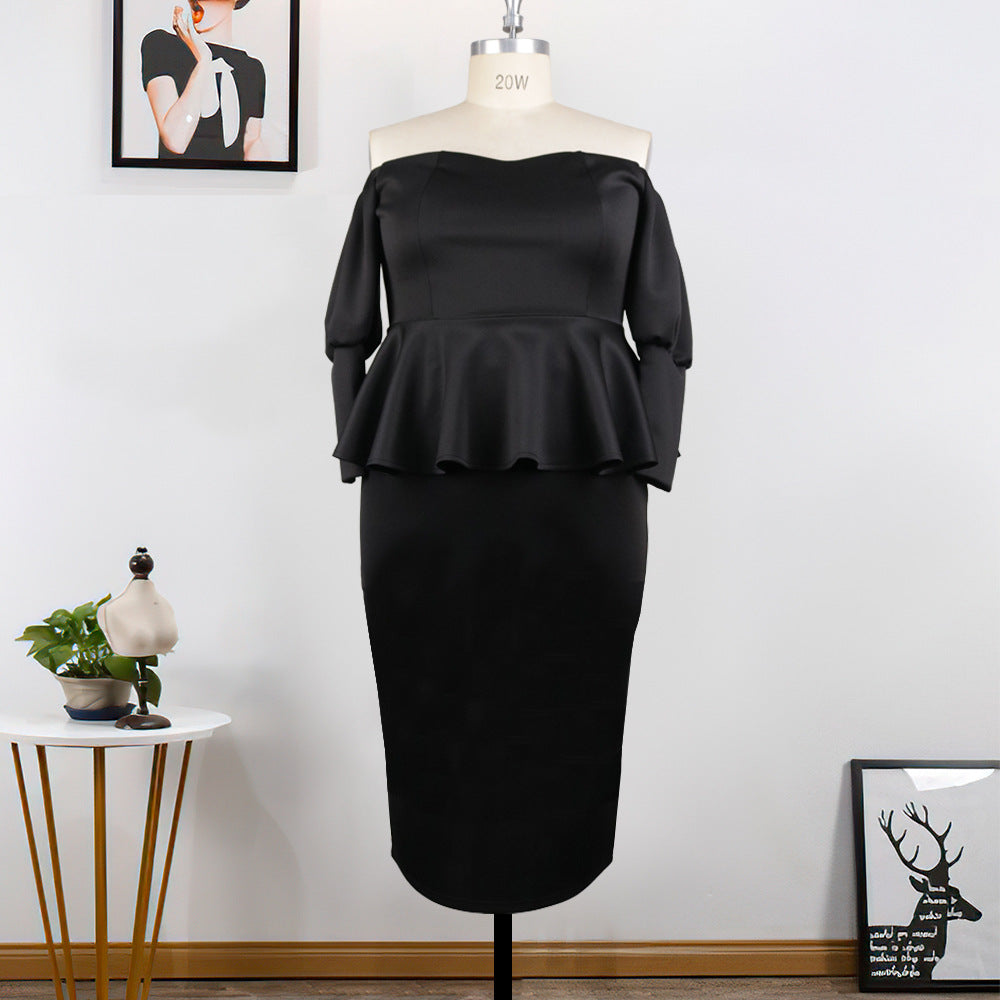 Dame Figurtilpasset Peplum Kjole med Off-Shoulder Udsnit Skovae