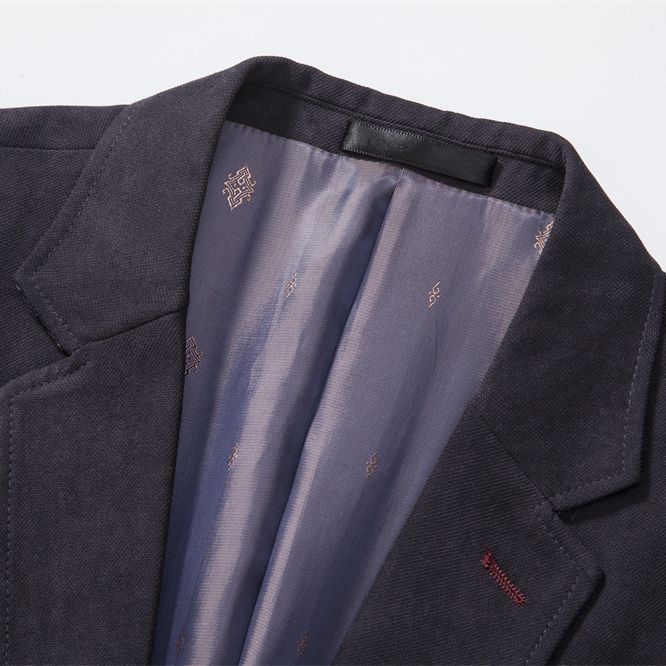 Herrer Velourblazer med smal pasform og elegant foret Stilla