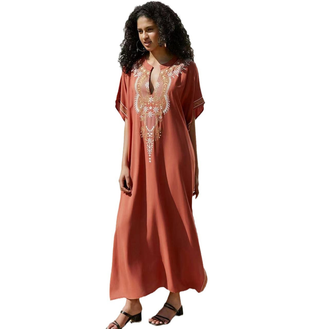 Dame Kaftan med kunstnerisk broderi og elegant snit Stilla