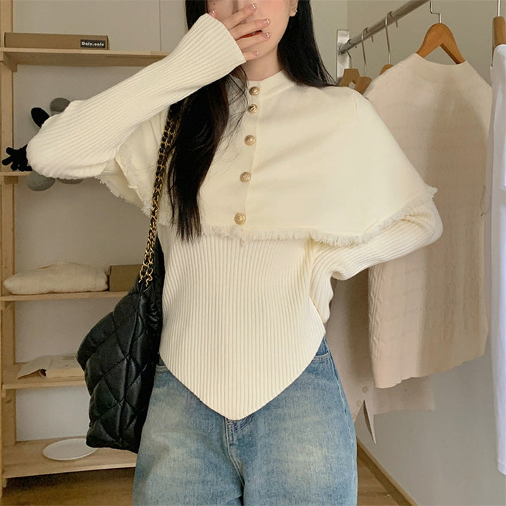 Damer fashionable top med frynset design og knapdetaljer Stilla