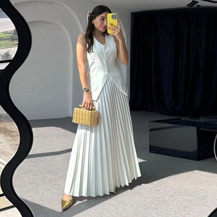 Dame Plisseret Maxikjole med elegant overdel Stilla