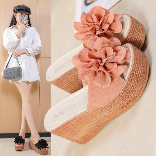Dame Wedge-sandaler med floralt dekoration og skridsikker sål Stilla