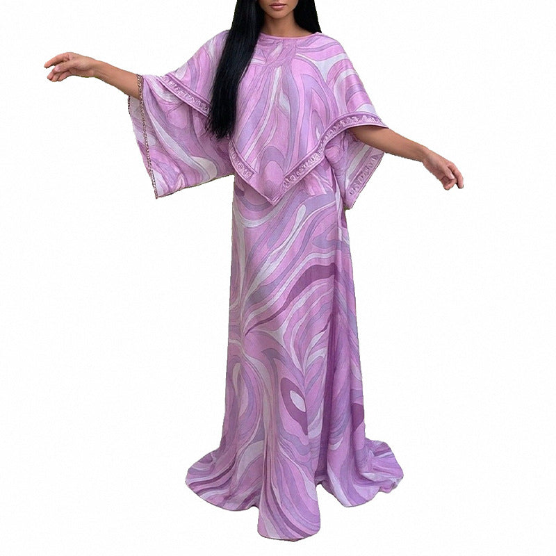 Kvinders Plus Size Maxi Kjole med Flydende Snit og Asymmetrisk Design Stilla