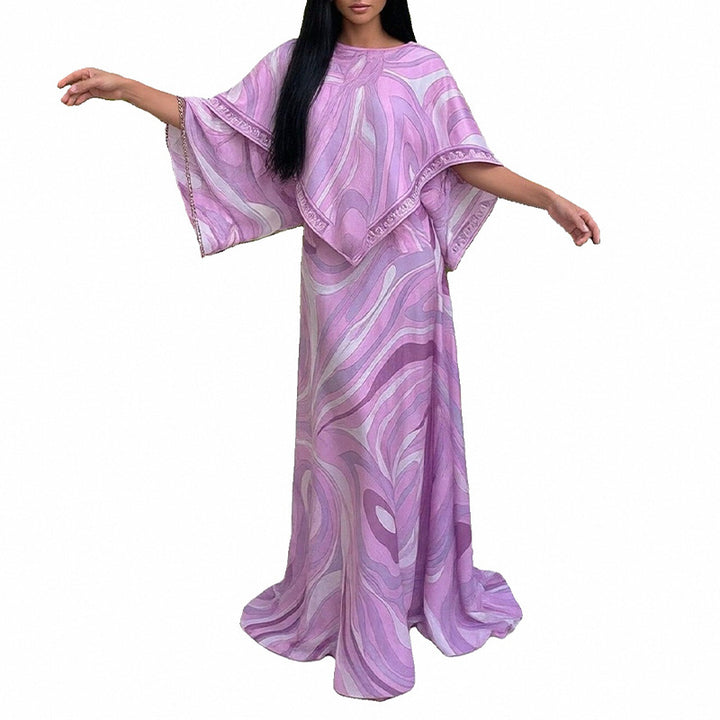 Kvinders Plus Size Maxi Kjole med Flydende Snit og Asymmetrisk Design Stilla