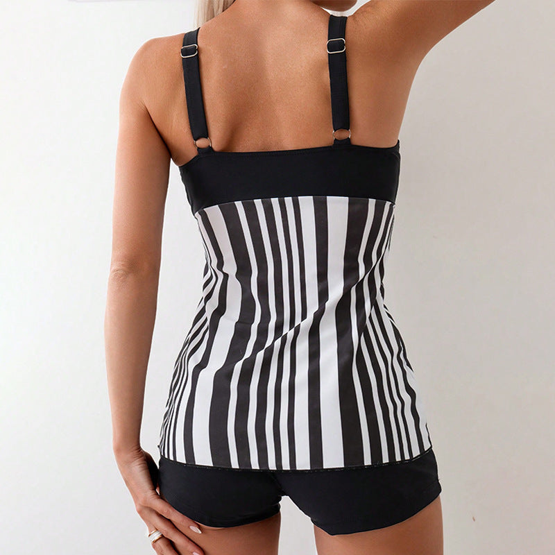 Dame sporty tankini med mode striber Skovae