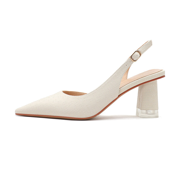 Dame Elegant Spids Tå Slingback Hæle med Transparent Blokhæle Stilla