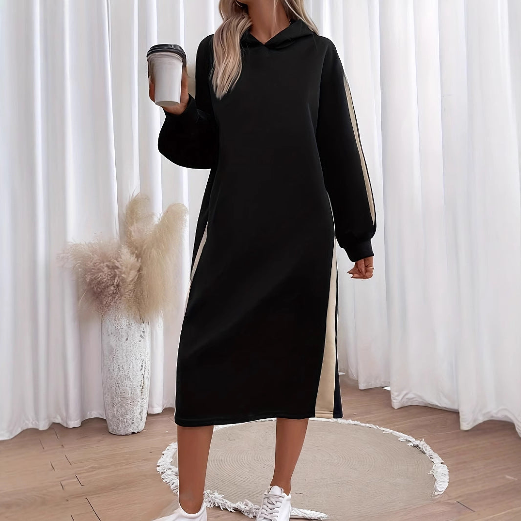 Dame Fritid Hoodie-Maxikjole med Sidematerialer Stilla
