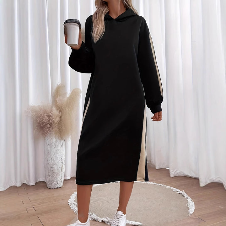 Dame Fritid Hoodie-Maxikjole med Sidematerialer Stilla