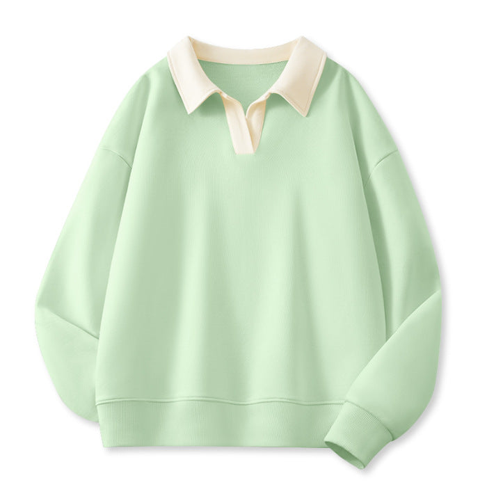 Femme Stilfuld V-Udsnit Fleece Pullover Sweatshirt Stilla