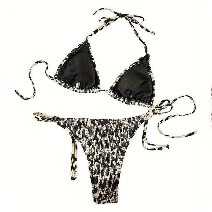 Dame Triangel-Bikini med elegant flæsemønster og justerbare bindebånd Stilla