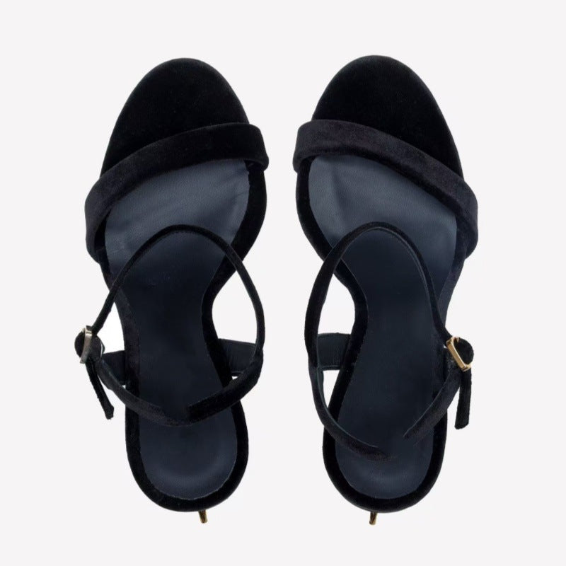 Femme Elegante Open-Toe Stiletto Sandaler med Dekorativt Rem Detalje Stilla