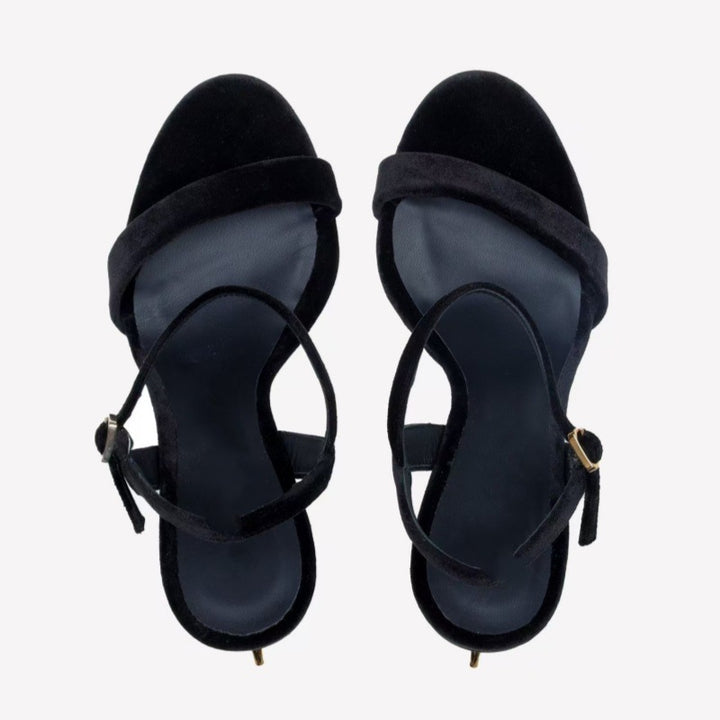 Femme Elegante Open-Toe Stiletto Sandaler med Dekorativt Rem Detalje Stilla