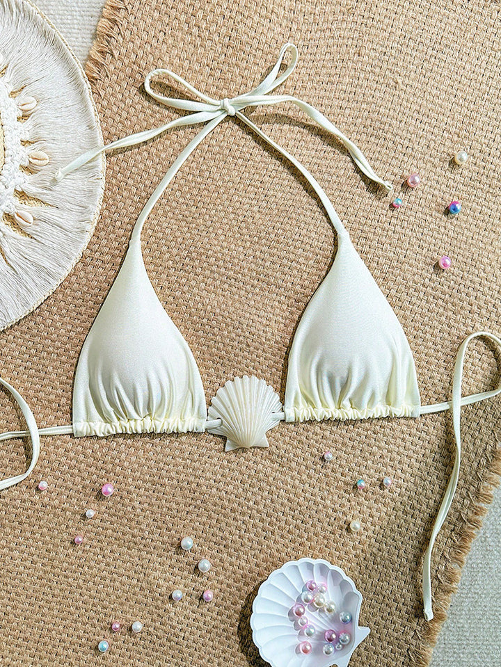 Dame Triangel-Bikini med Musling-Detail Skovae