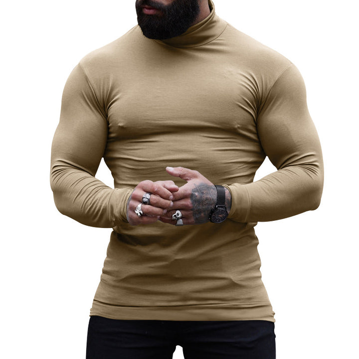 Herre langærmet T-shirt med ståkrave og tætsiddende pasform Stilla