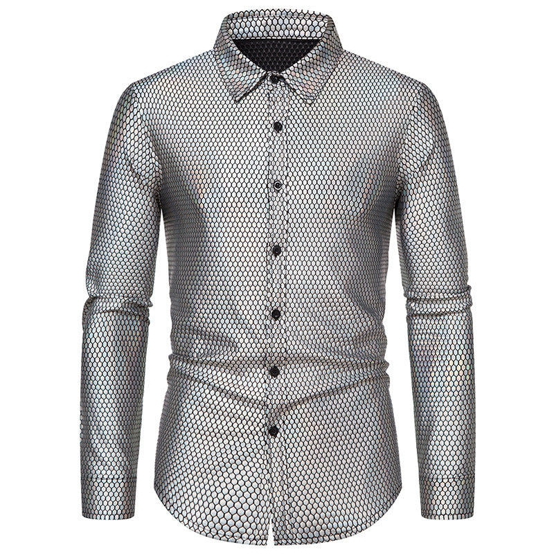 Herrer Metallic Vævstruktur Skjorte Stilla