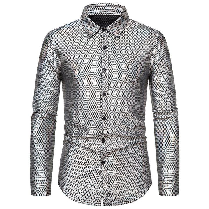 Herrer Metallic Vævstruktur Skjorte Stilla