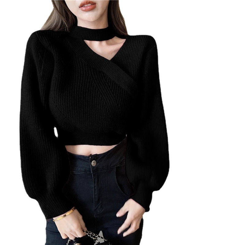 Femme Cropped Kryds-Front Striktrøje Stilla