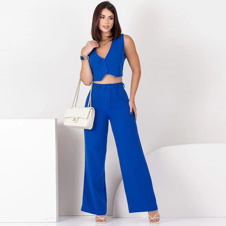 Dame Moderne Crop-Top og løstsiddende Bukse Sæt Stilla
