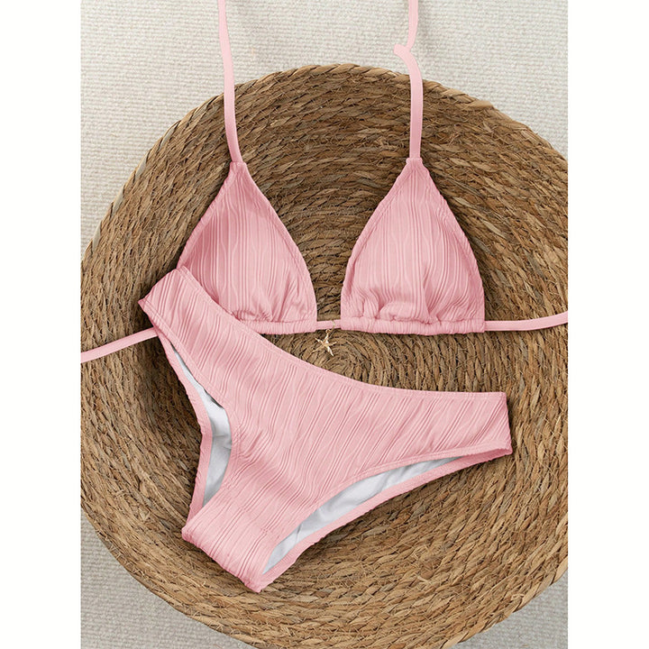Dame Triangel-Bikini med struktureret overflade og justerbare stropper Skovae