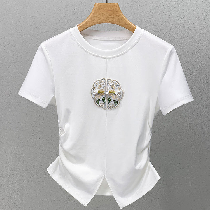 Dame T-shirt med kunstnerisk dekorerede detaljer Stilla