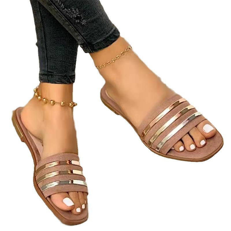 Dame elegante sandaler med stilfulde metalstriber Stilla