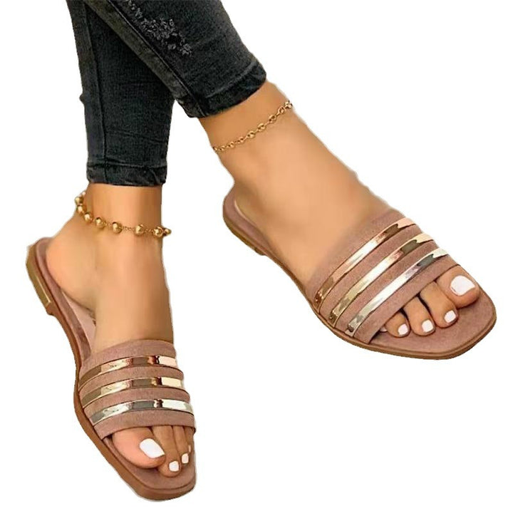 Dame elegante sandaler med stilfulde metalstriber Stilla