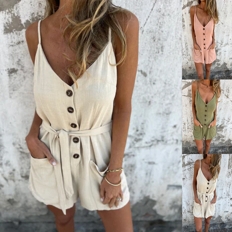 Dame Button-Up Overall med Lommer Stilla
