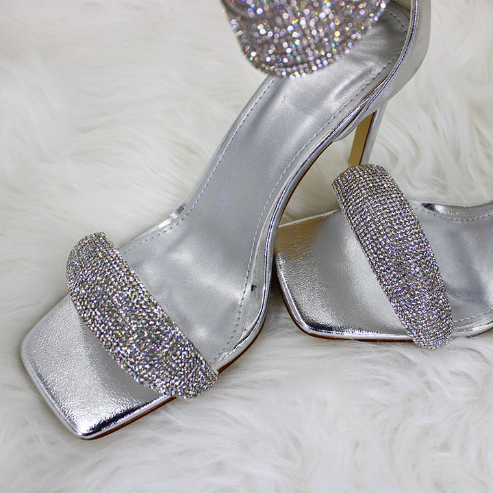 Femme Elegante Open-Toe Stiletto Sandaler med dekorativ ankelbånd Stilla